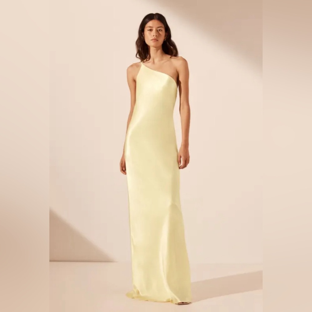 La Lune One Shoulder Cowl Back Maxi Dress - Lemon